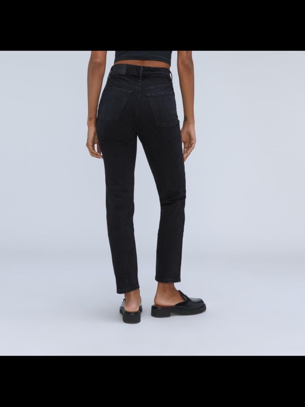 Everlane Black High-Rise Straight Leg Jeans